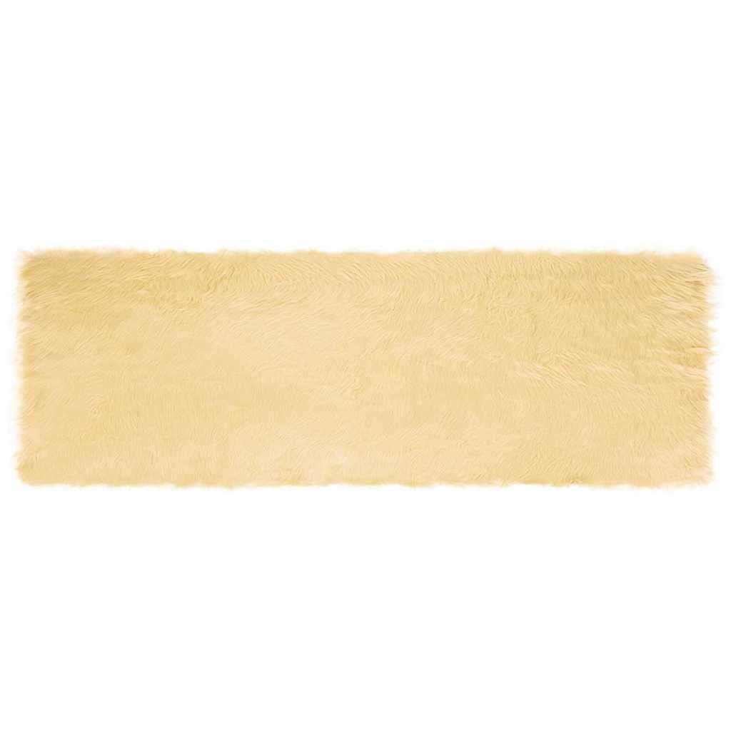Falsk Fåreskind Tæppe Creme 80 x 250 cm Polyester billede