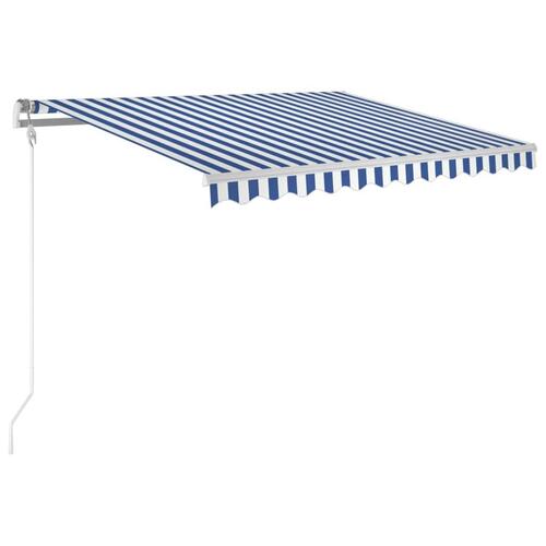 Markise 300x250 cm automatisk betjening blå og hvid