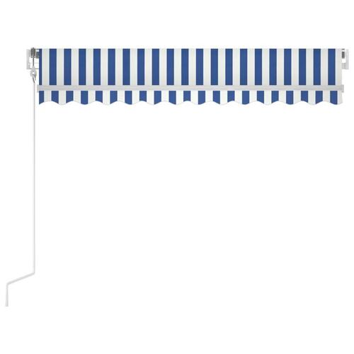 Markise 300x250 cm automatisk betjening blå og hvid