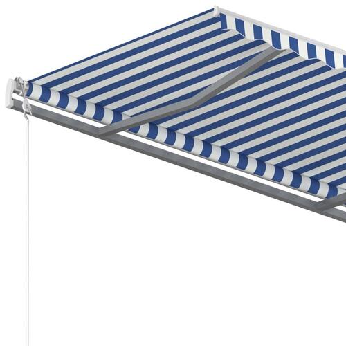 Markise 300x250 cm automatisk betjening blå og hvid