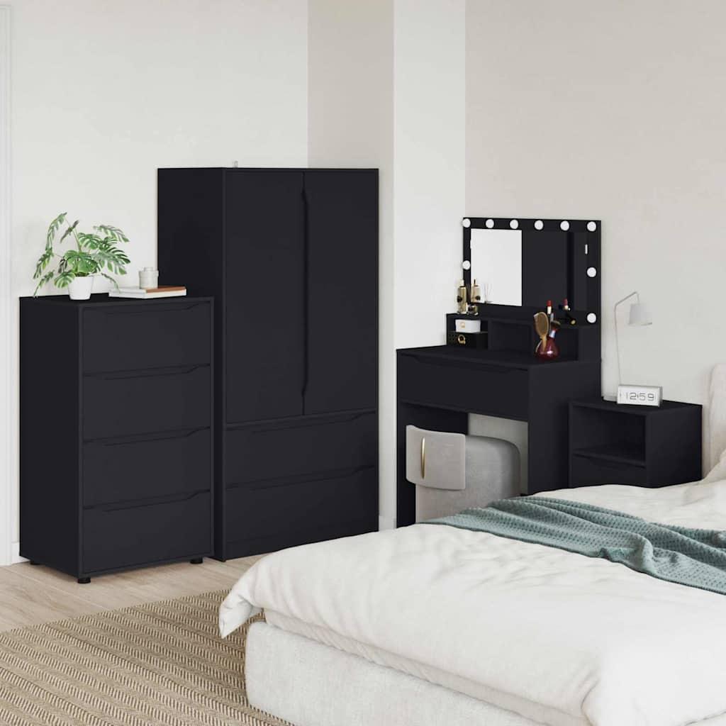Opbevaringsskabe 2 stk Sort 60 x 48 x 105 cm Konstrueret træ billede