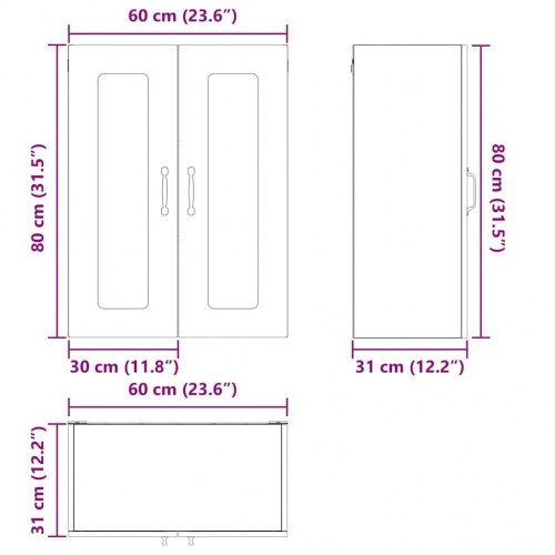 Vægskab til køkken Røget eg 60 x 31 x 80 cm Konstrueret træ