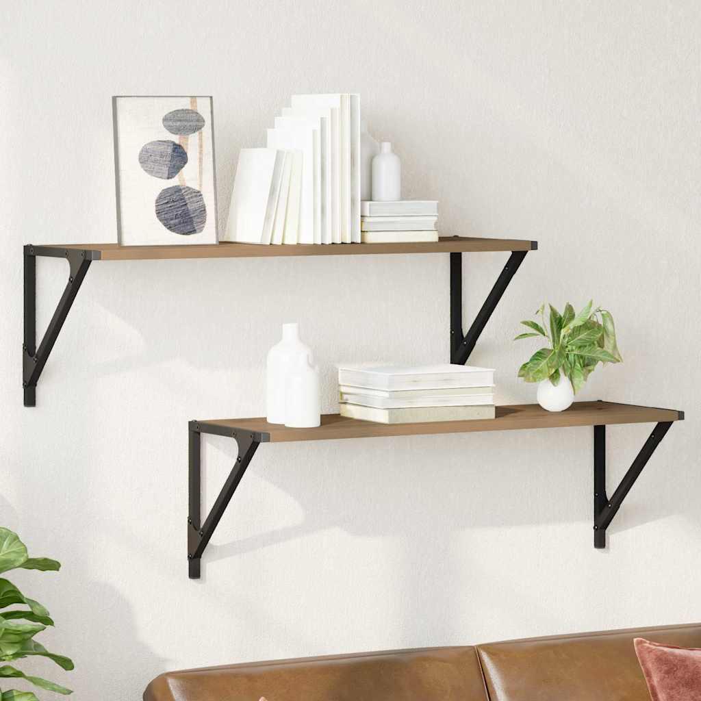 Væghylder med hylde 2 stk Artisan Egetræ 80 x 25 x 25,5 cm billede