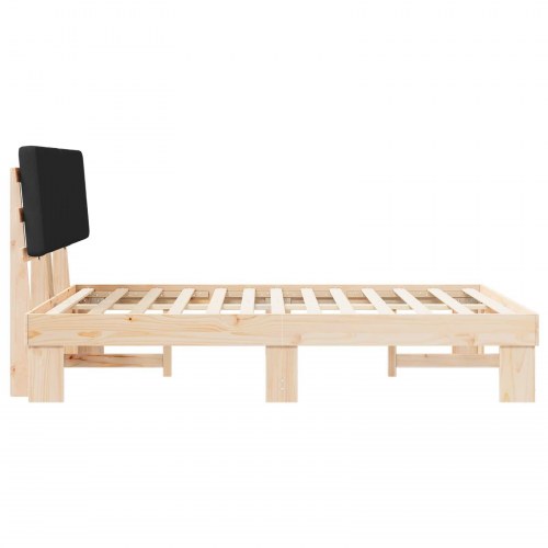Sengestel med polstret hovedgavl - sort 135 x 190 cm