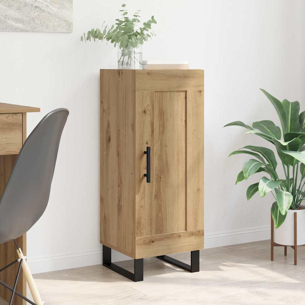 Sideboard i artisan egetræ - 34,5 × 34 × 90 cm, konstrueret træ på jernben billede