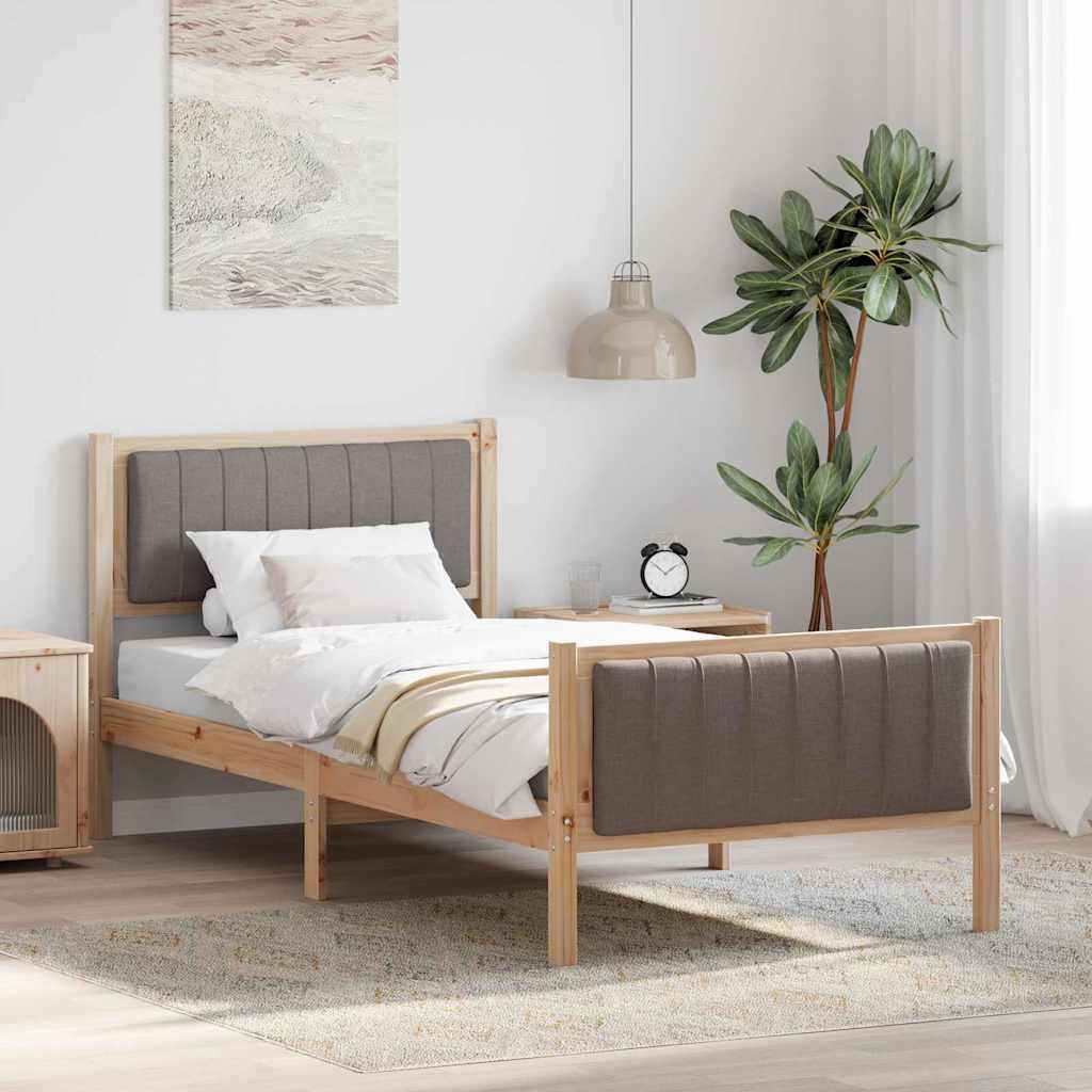 Sengestel Brun og taupe 90 x 190 cm Massivt fyrretræ billede