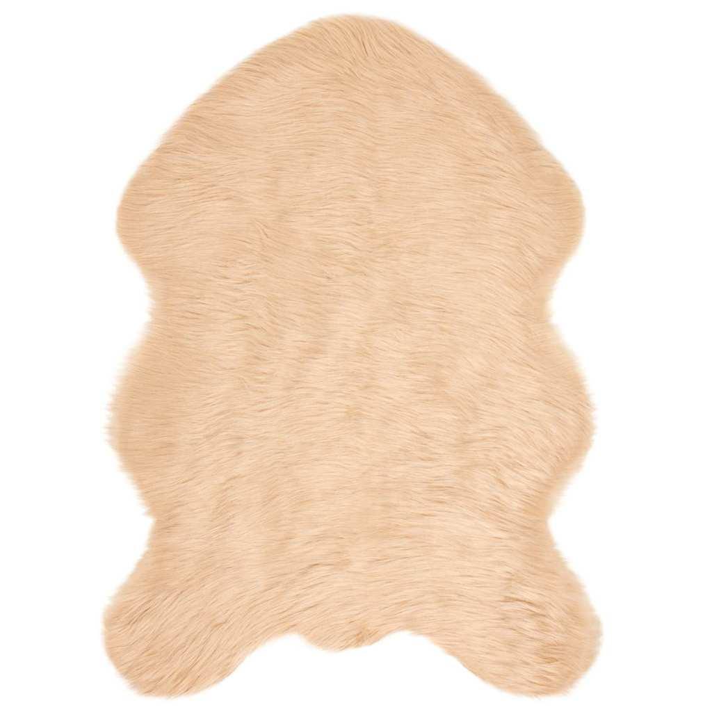 Falsk Fåreskind Tæppe Beige 60 x 90 cm Polyester billede