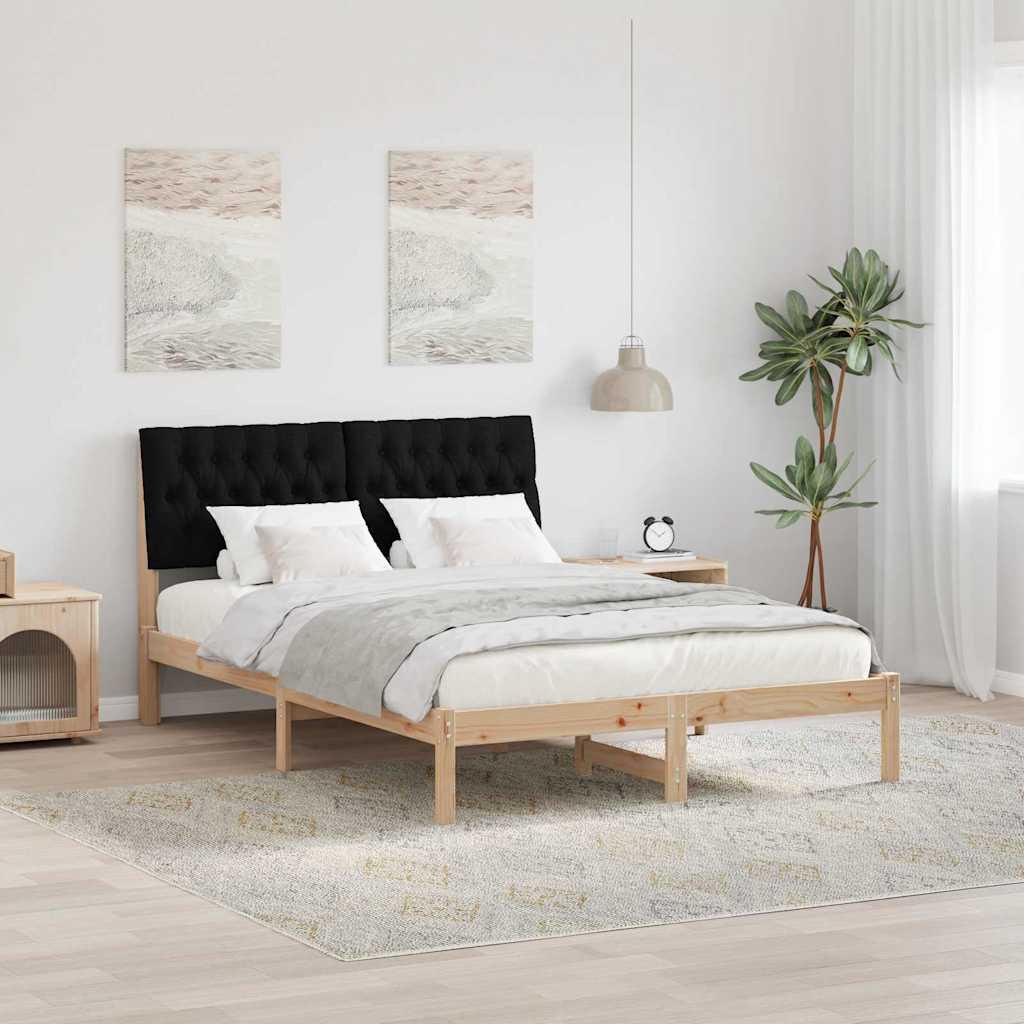 Sengestel med Polstret Hovedgavl Brun 135 x 190 cm billede