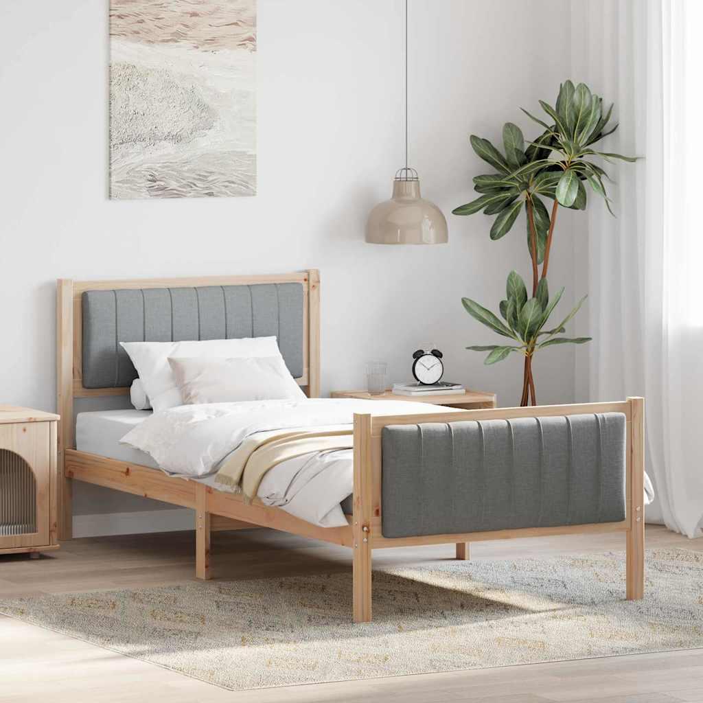 Sengestel Brun og lys grå 90 x 190 cm Massivt fyrretræ billede