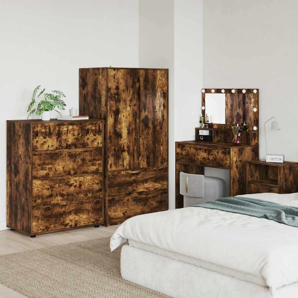 Opbevaringsskabe 2 stk Røget eg 80 x 48 x 105 cm billede