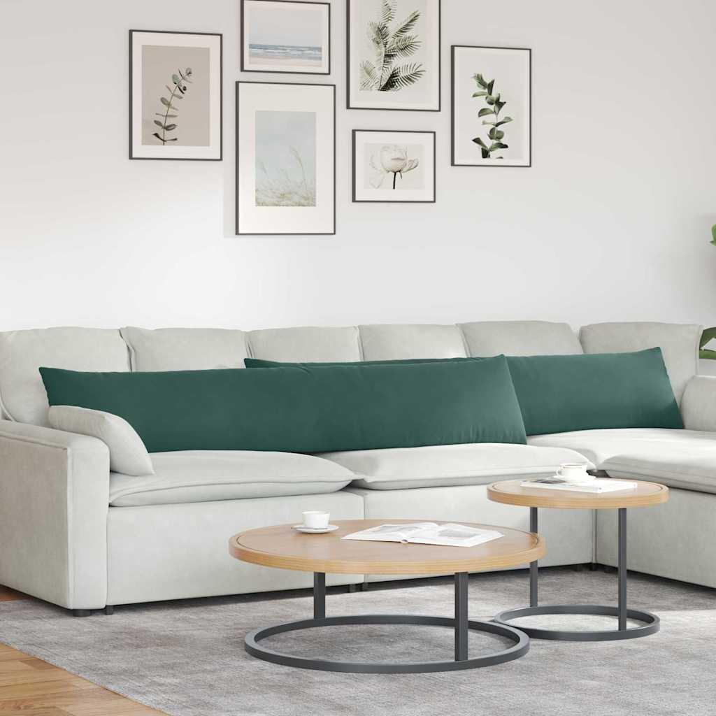 Sofapuder 2 stk Mørkegrøn 200 x 40 cm Velourstof billede