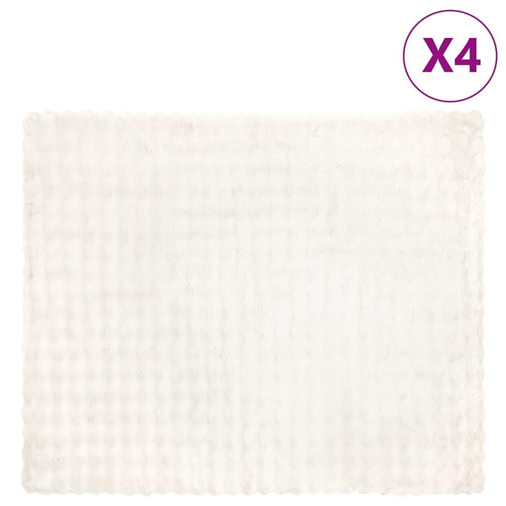Faux Kanin Pels Tæppe 4 stk Hvid 220 x 240 cm Polyester billede