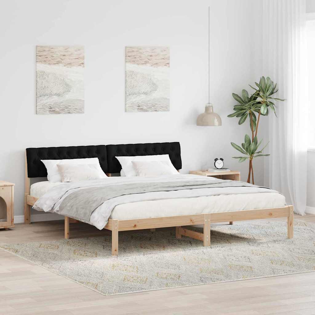 Sengestel Brun og sort 180 x 200 cm Massivt fyrretræ billede