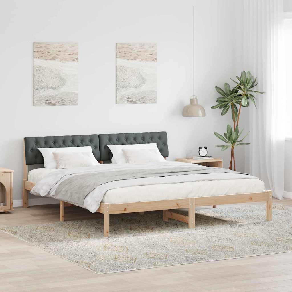 Sengestel brun og mørkegrå 180 x 200 cm Massivt fyrretræ billede