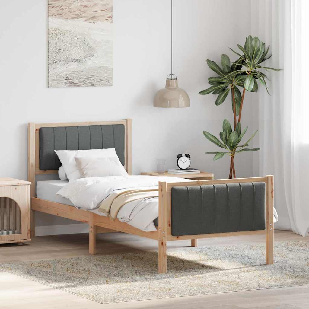 Sengestel brun og mørkegrå 80 x 200 cm Massivt fyrretræ billede