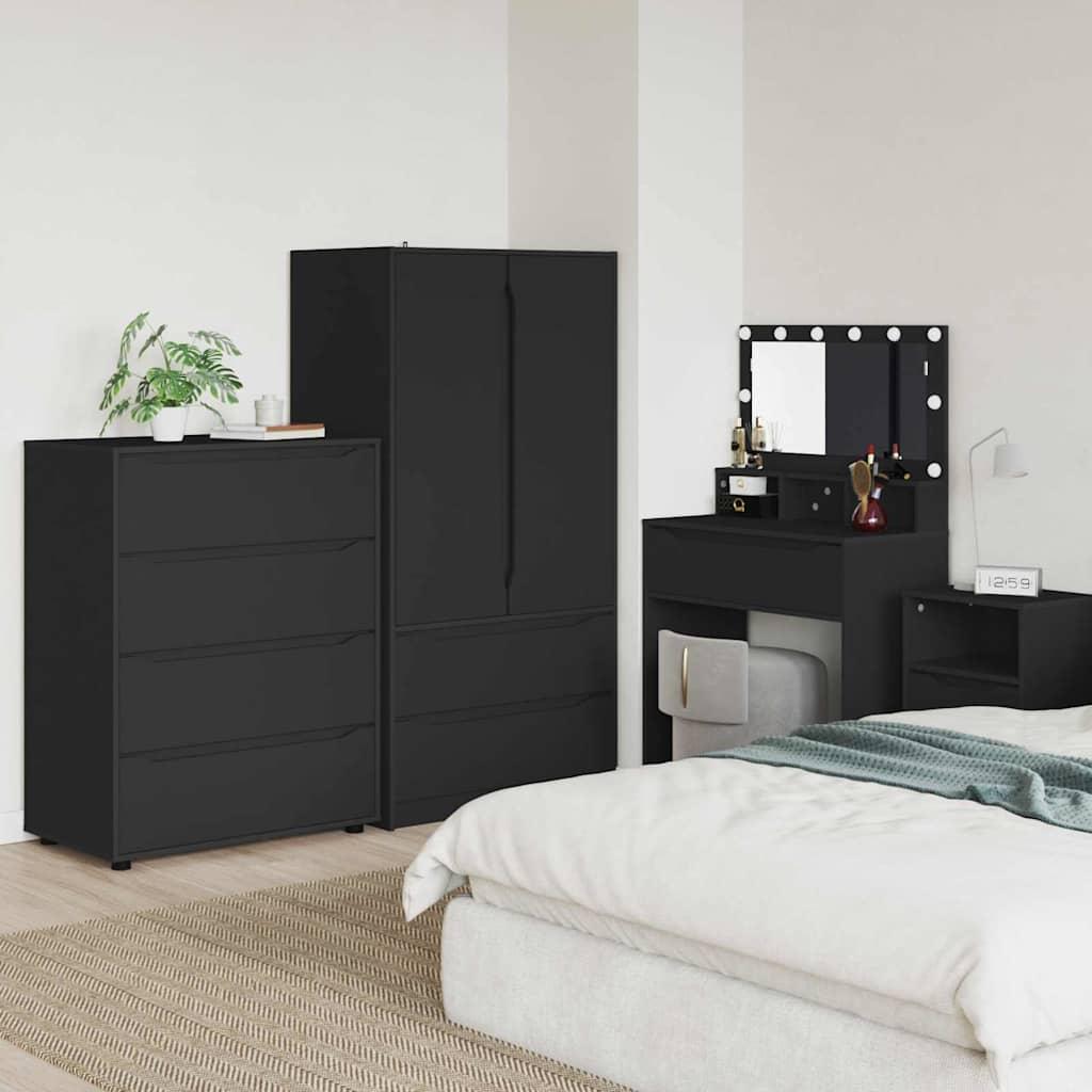 Opbevaringsskabe 2 stk Sort 80 x 48 x 105 cm Konstrueret træ billede