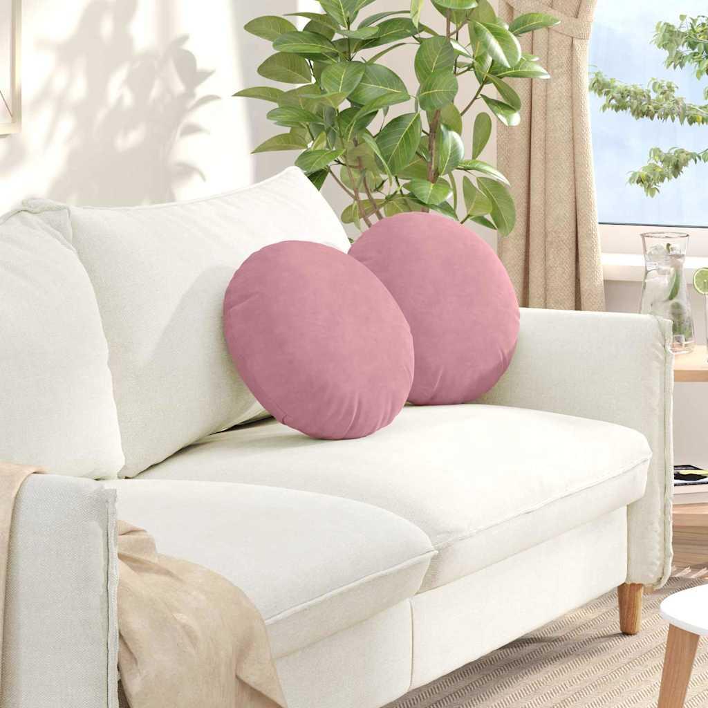 Sædepuder 2 stk Lyserød Ø 40 x 13 cm Fløjl billede