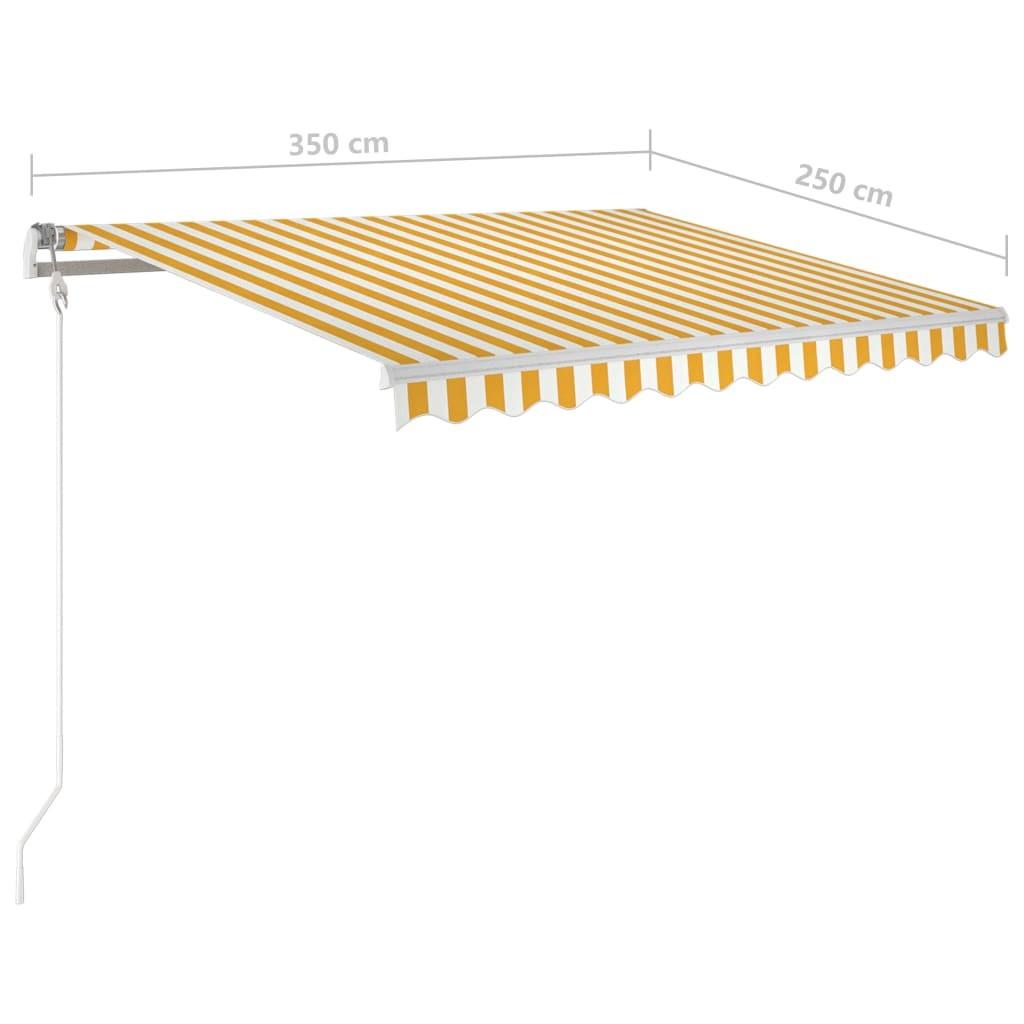 Markise 350x250 cm automatisk betjening gul og hvid