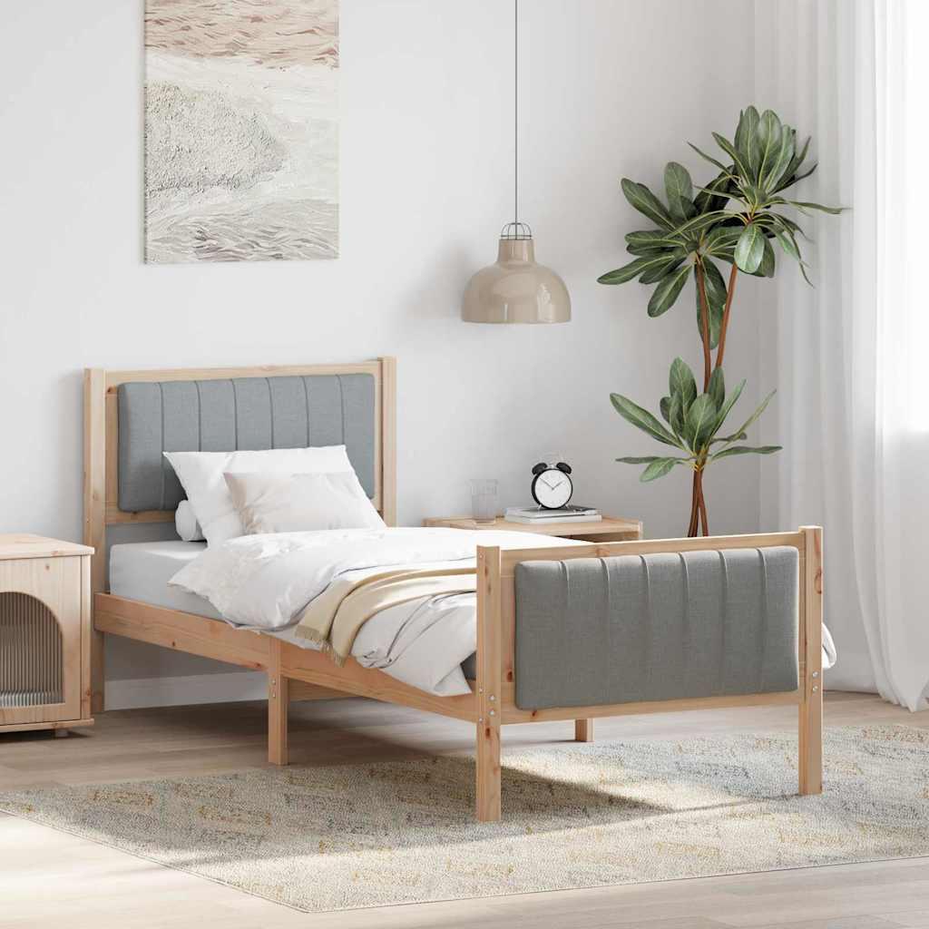 Sengestel Brun og lys grå 80 x 200 cm Massivt fyrretræ billede