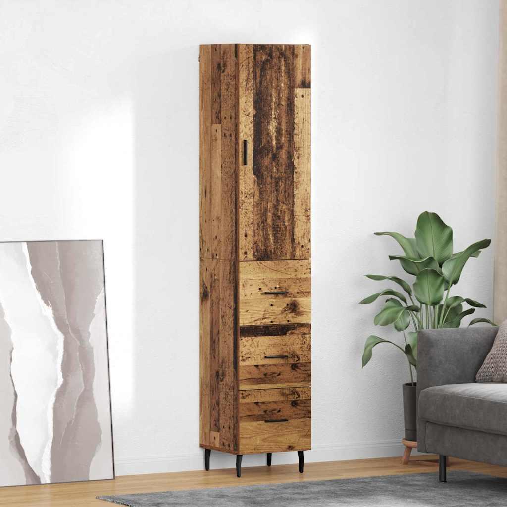 Highboard Gammelt træ 34,5 x 34 x 180 cm Konstrueret træ billede