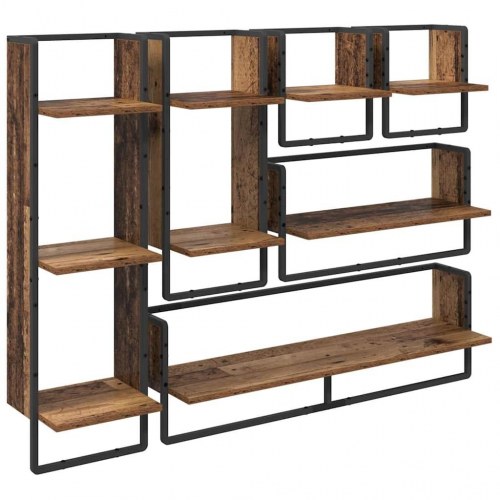 Væghyldesæt 6 stk Gammelt træ 100 x 25 x 30 cm Konstrueret træ