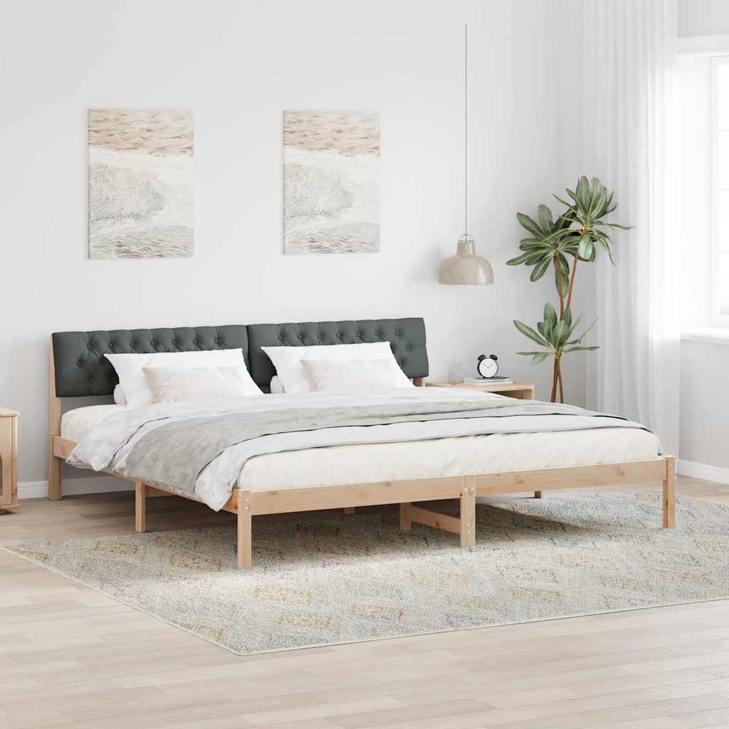 Sengestel brun og mørkegrå 200 x 200 cm Massivt fyrretræ billede