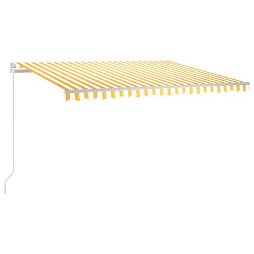 Markise m. LED-lys 400x300 cm manuel betjening gul og hvid
