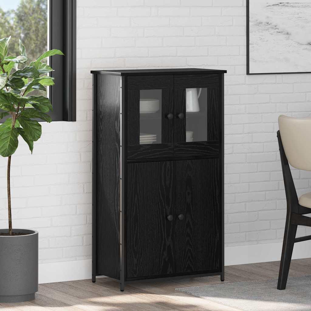 Highboard Sort eg 62 x 32 x 106,5 cm Konstrueret træ billede
