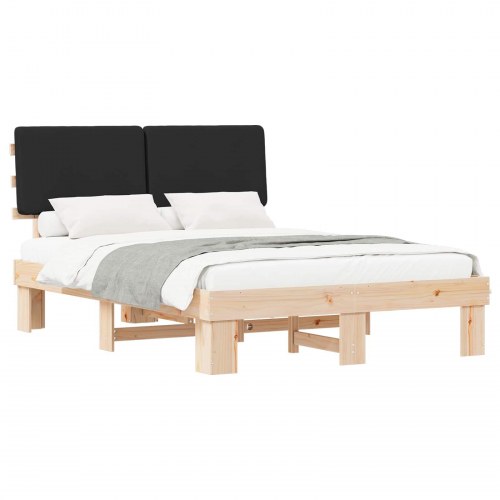 Sengestel med polstret hovedgavl - sort 150 x 200 cm