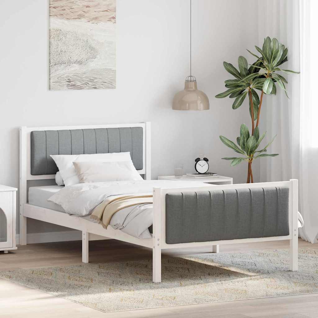 Sengestel Hvid og lys grå 100 x 200 cm Massivt fyrretræ billede