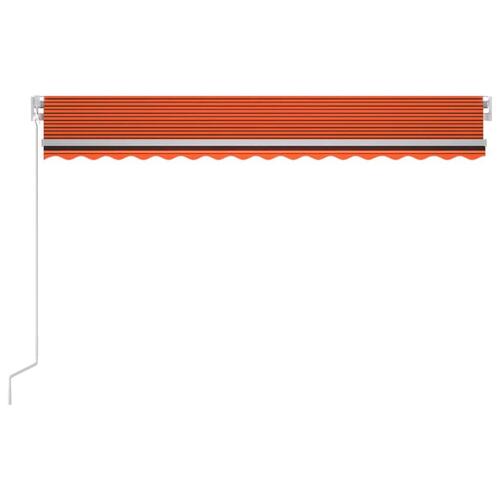 Markise m. LED-lys 400x300 cm manuel betjening orange og brun