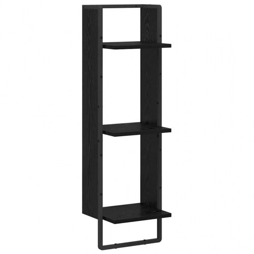 Væghylde med 3 hylder - sort eg, 30 × 25 × 100 cm, konstrueret træ