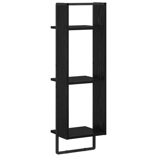 Væghylde med 3 hylder - sort eg, 30 × 25 × 100 cm, konstrueret træ