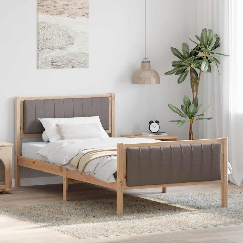Sengestel Brun og taupe 100 x 200 cm Massivt fyrretræ billede