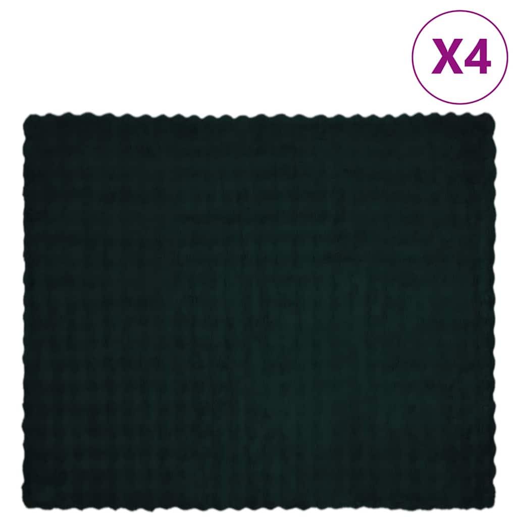 Faux Kanin Pels Tæppe 4 stk Mørkegrøn 220 x 240 cm Polyester billede