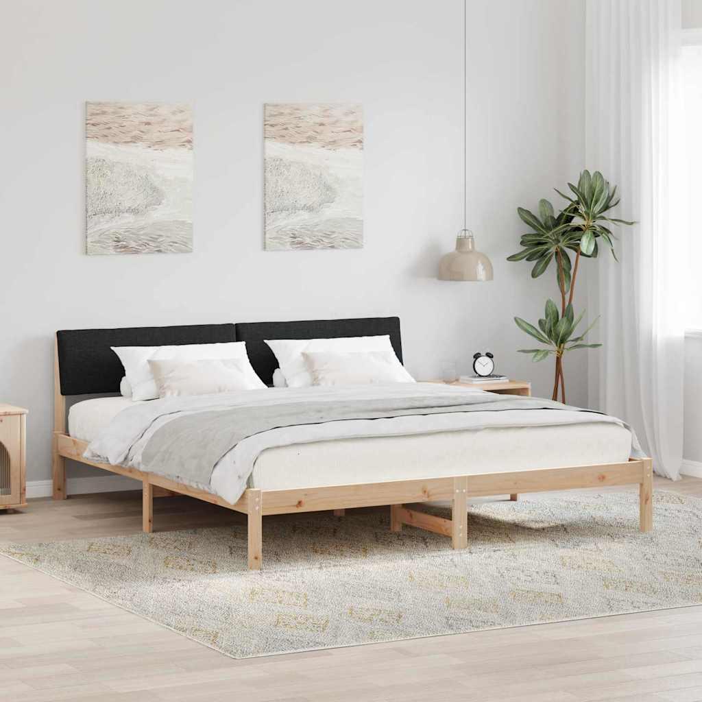 Sengestel Brun og sort 180 x 200 cm Massivt fyrretræ billede