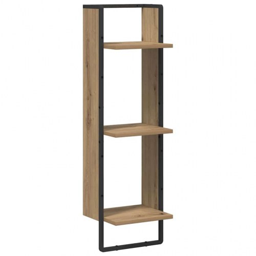 Væghylde i artisan egetrælook 30 × 25 × 100 cm - konstrueret træ, metalramme