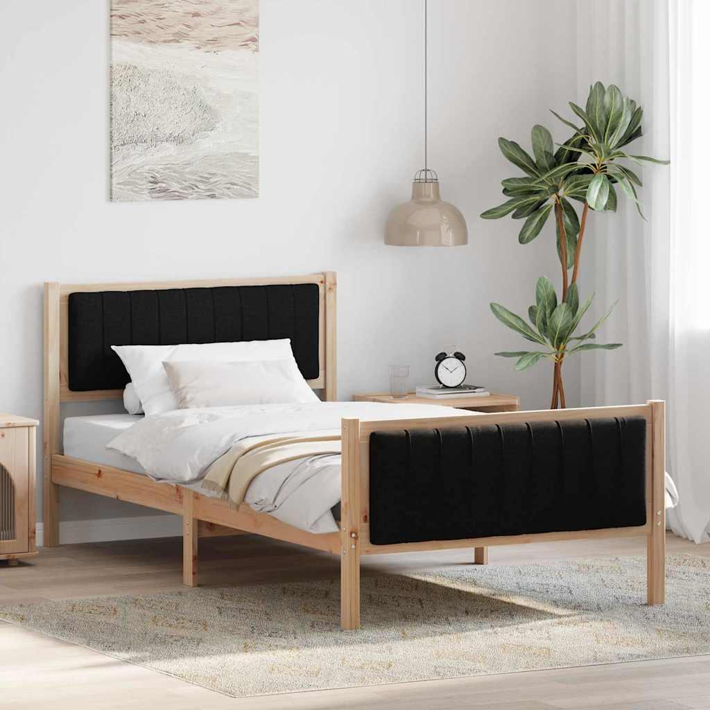 Sengestel Brun og sort 100 x 200 cm Massivt fyrretræ billede