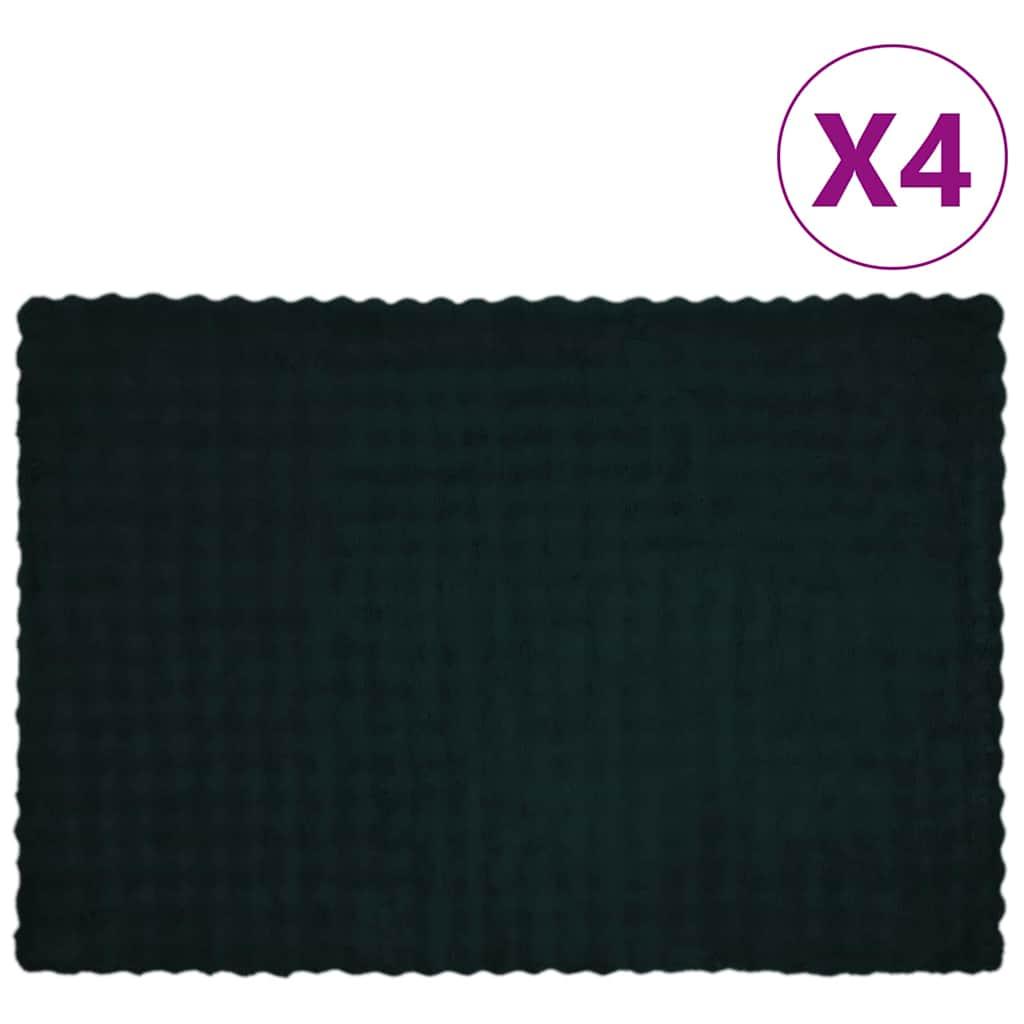 Faux Kanin Pels Tæppe 4 stk Mørkegrøn 150 x 220 cm Polyester billede
