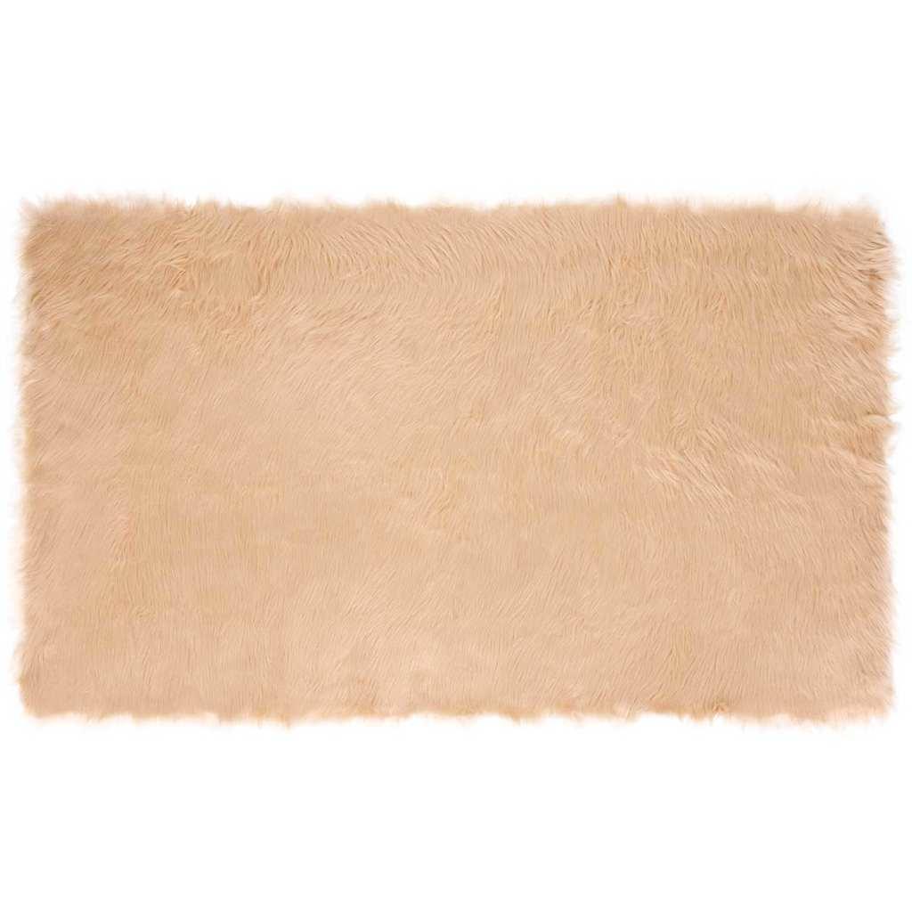 Falsk Fåreskind Tæppe Beige 200 x 100 cm Polyester billede