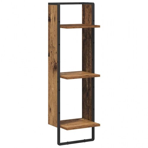 Væghylde med 3 hylder - gammelt træ look, 30 × 25 × 100 cm