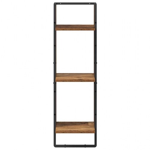Væghylde med 3 hylder - gammelt træ look, 30 × 25 × 100 cm