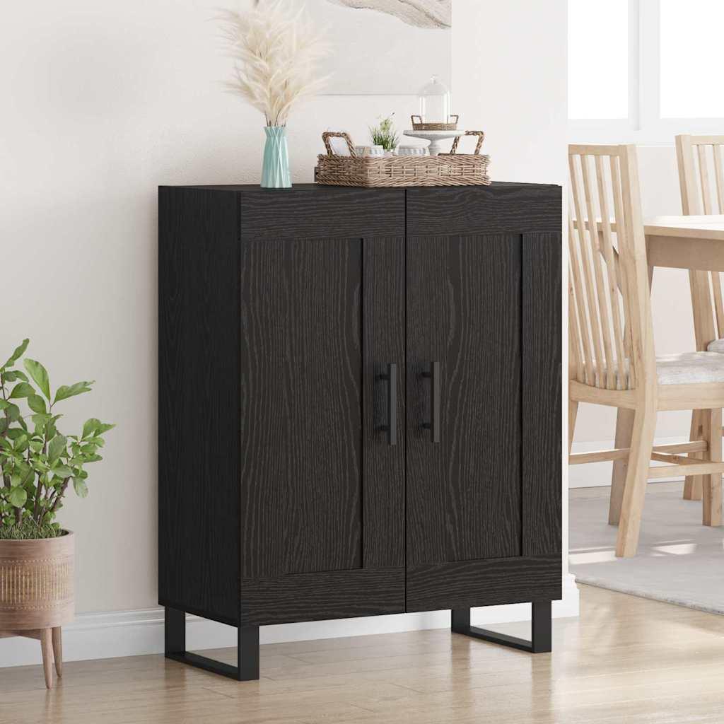 Sidebord Sort eg 69,5 x 34 x 90 cm Ingeniørt træ og jern billede