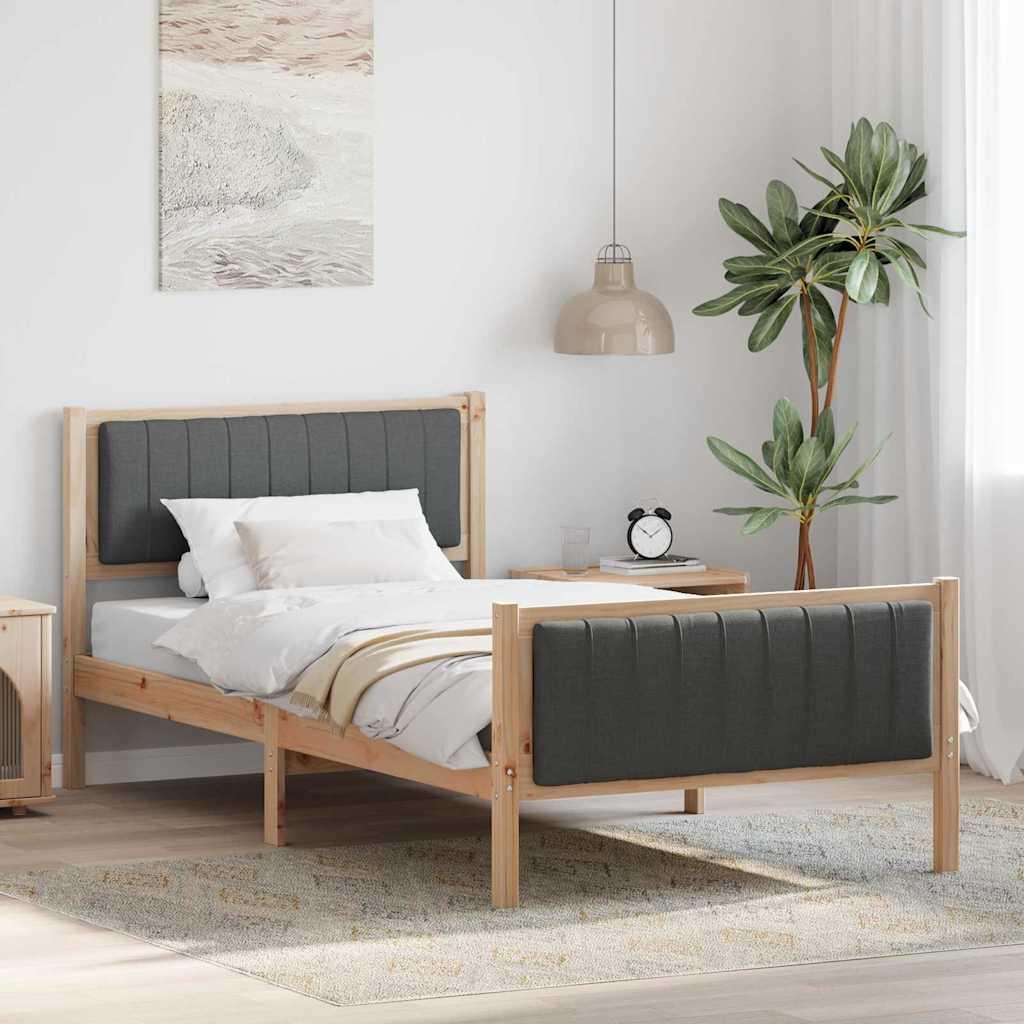 Sengestel brun og mørkegrå 100 x 200 cm Massivt fyrretræ billede