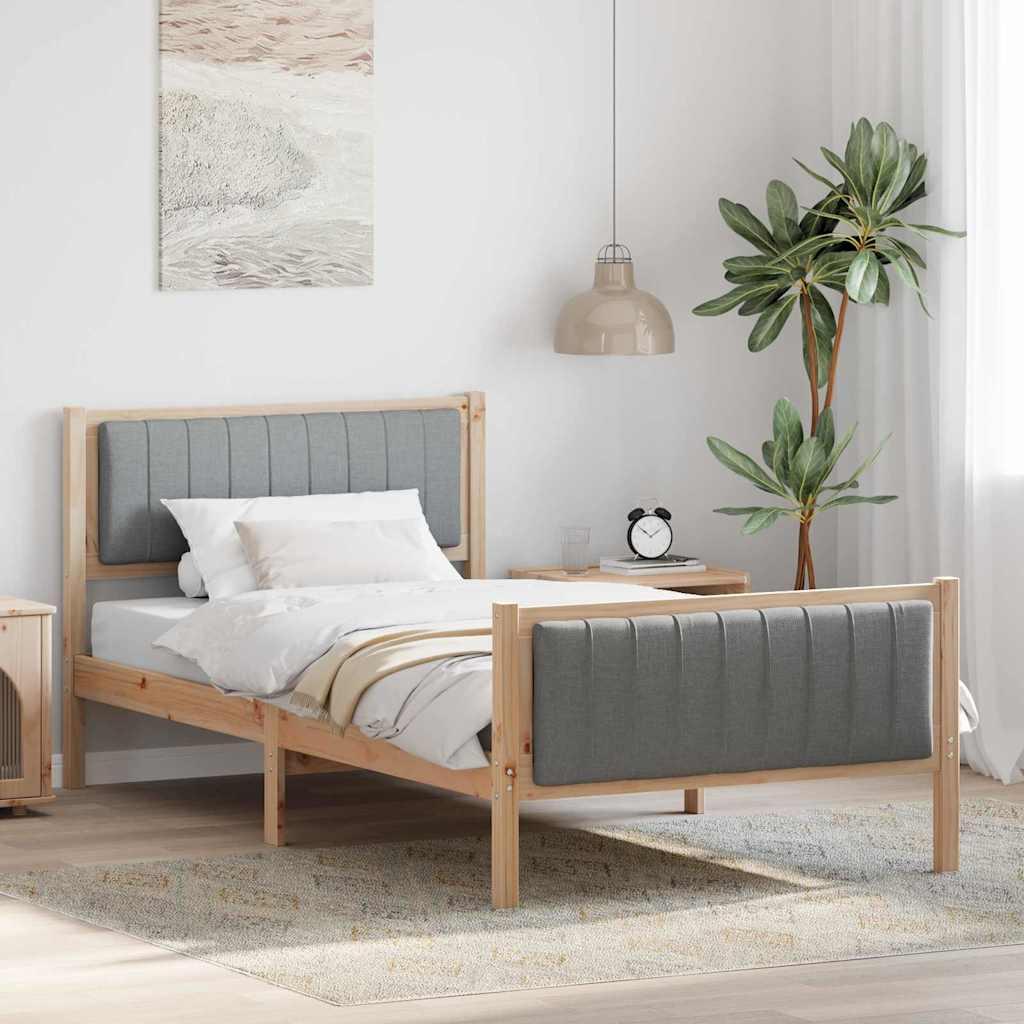 Sengestel Brun og lys grå 100 x 200 cm Massivt fyrretræ billede