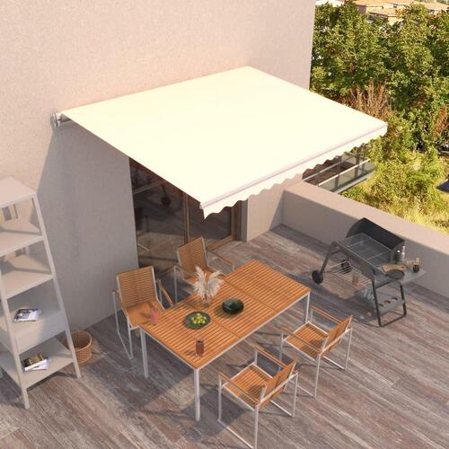 Markise m. LED-lys 450x300 cm manuel betjening cremefarvet