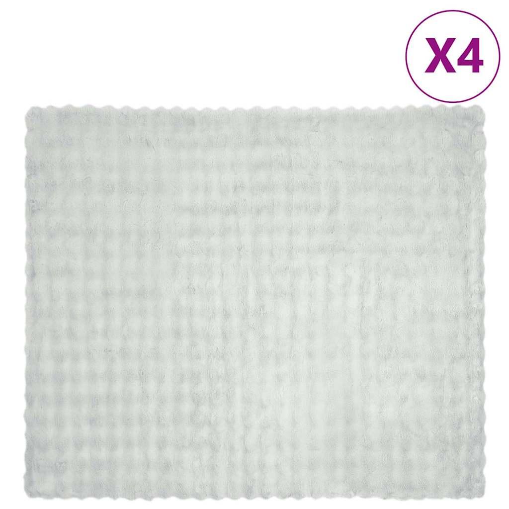 Faux Kanin Pels Tæppe 4 stk Grå 240 x 270 cm Polyester billede