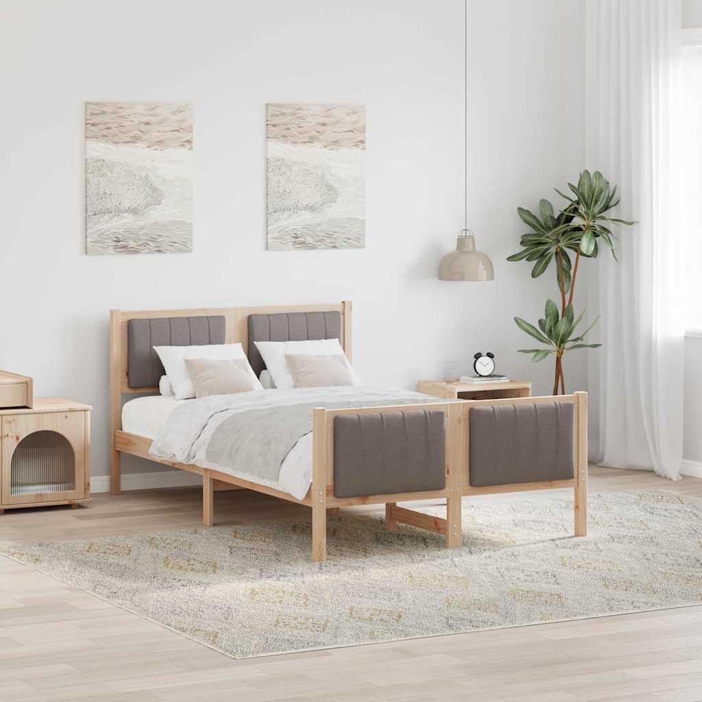 Sengestel Brun og taupe 120 x 190 cm Massivt fyrretræ billede