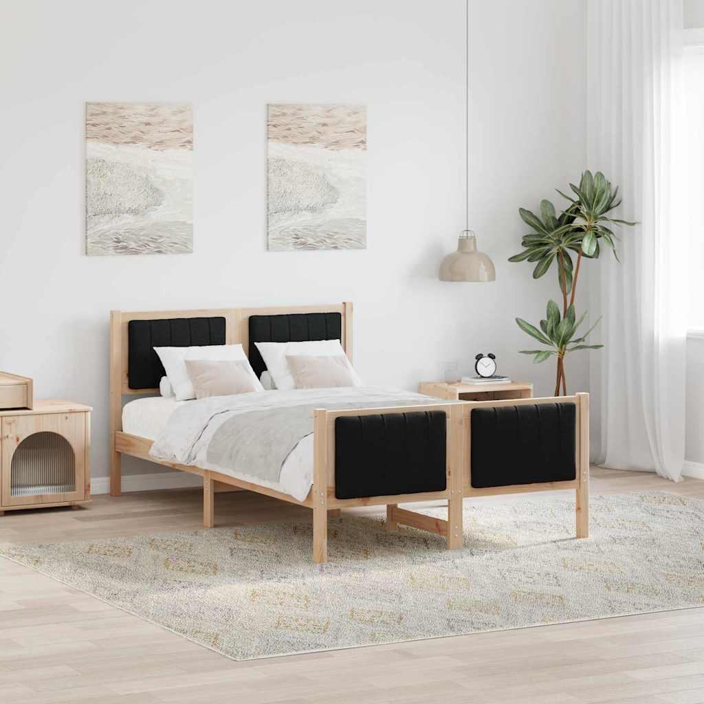 Sengestel Brun og sort 120 x 190 cm Massivt fyrretræ billede