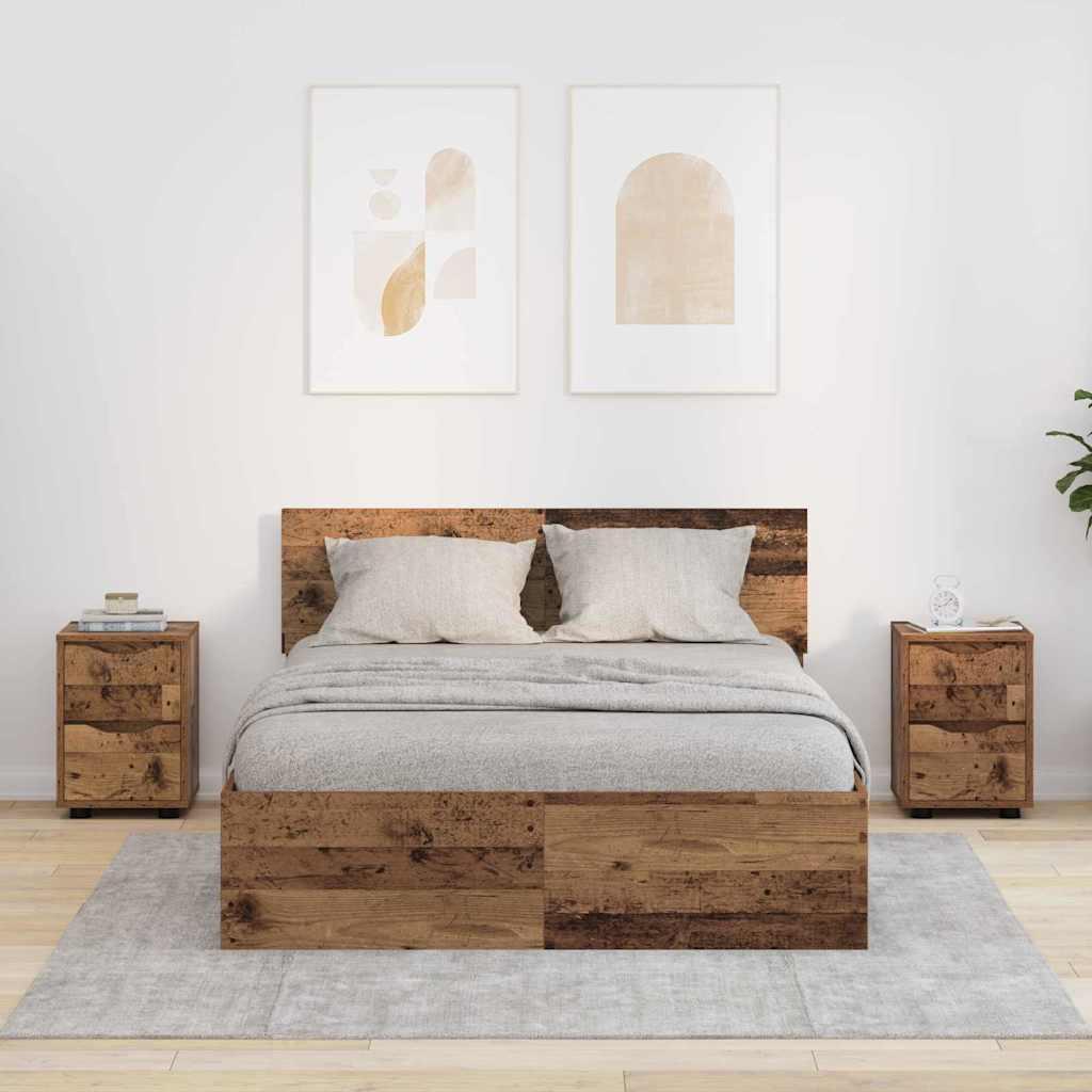 Sengeborde 2 stk Gammelt træ 30,5 x 30 x 43 cm Konstrueret træ billede